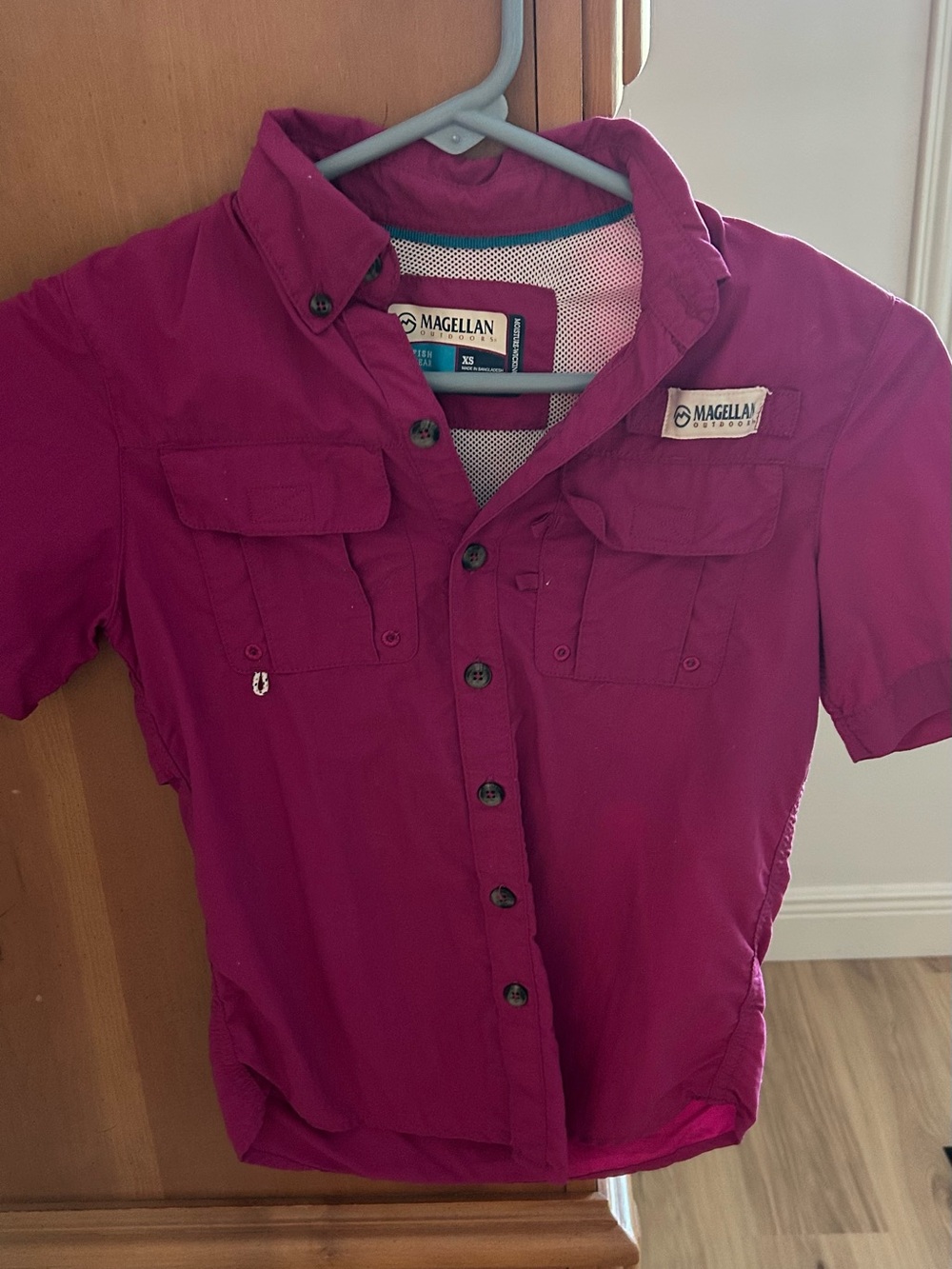Magellan Outdoors Kids Button-Front Shirt - Plum, Fishing, Boys XS